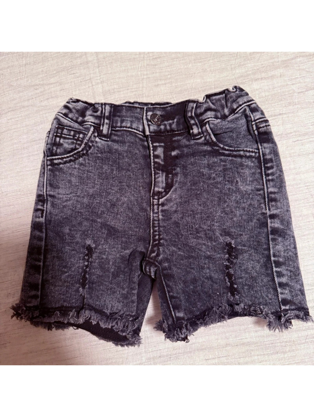 Fletch black stone washed kids denim shorts